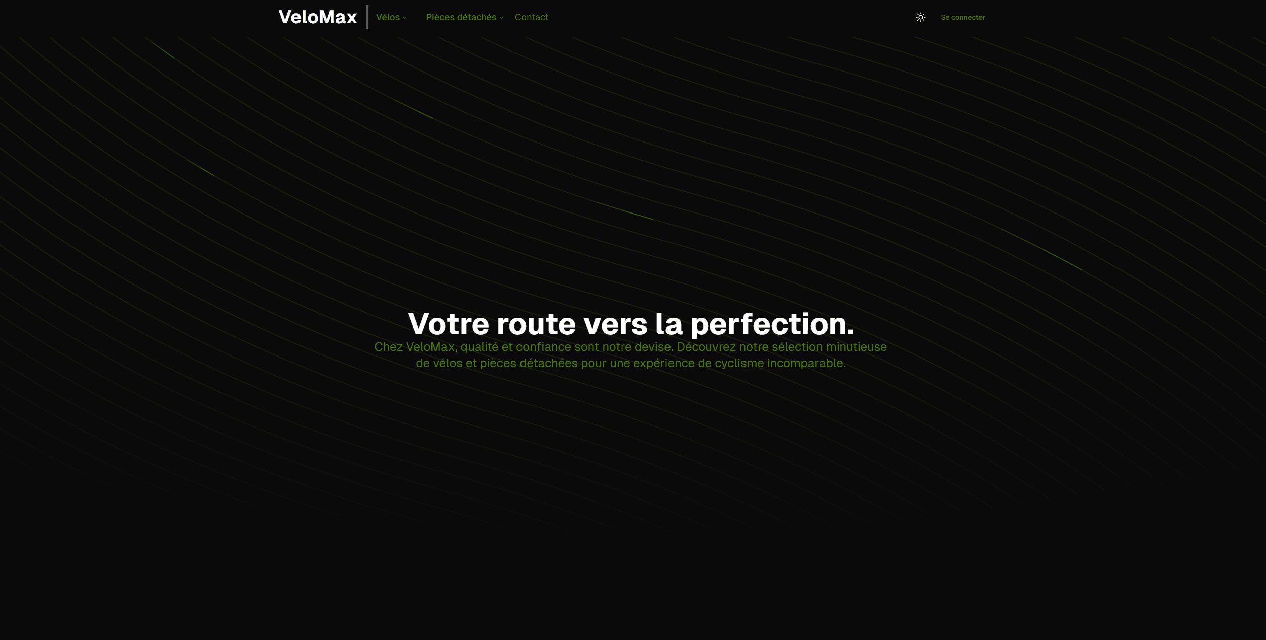 Dark website interface featuring the prominent green text 'Votre route vers la perfection'.